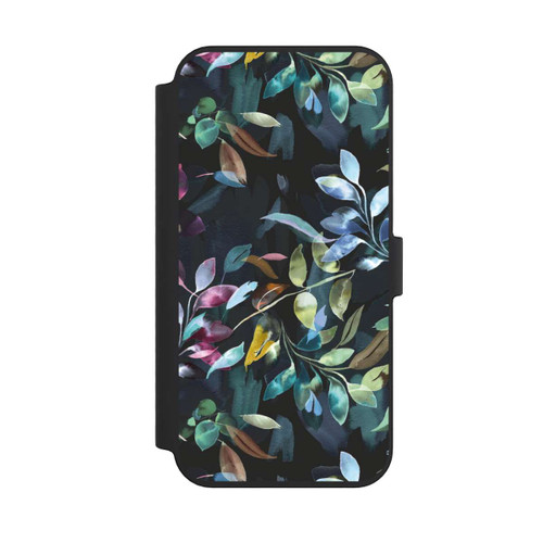 Apple iPhone 14 Pro Max NIVOflip Mystische Aquarellblätter schwarz
