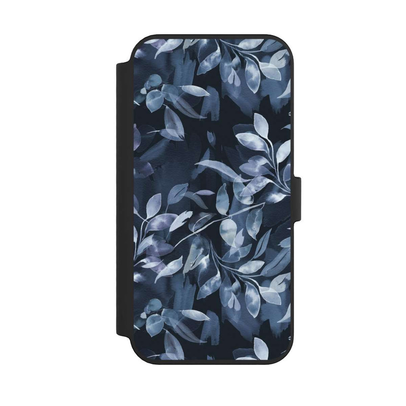 iPhone 14 Pro Max NIVOflip Mystische Aquarellblätter marineblau