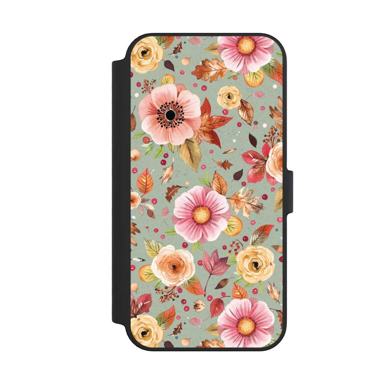 iPhone 14 Pro Max NIVOflip Fleurs d'automne Vert tendre