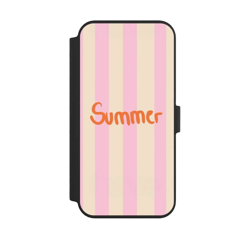 iPhone 14 Pro Max NIVOflip Summer- Rosa und Orange Streifen Hintergrund