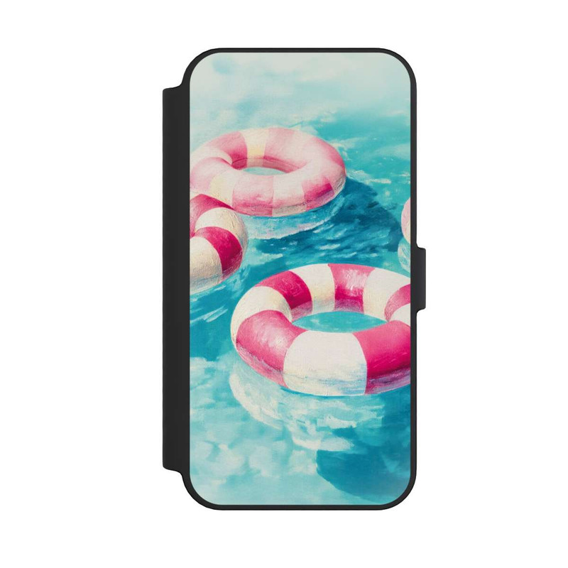 iPhone 14 Pro Max NIVOflip Gestreifte Schwimmringe im Pool