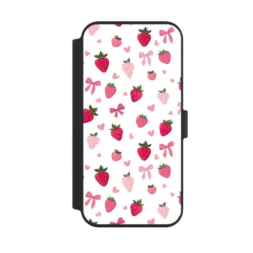 Apple iPhone 14 Pro Max NIVOflip Erdbeer Herz Schleifen Muster Pink