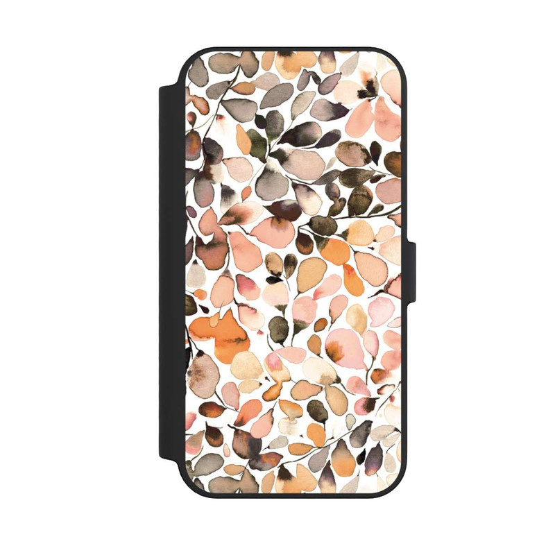 iPhone 14 Pro Max NIVOflip Eucalyptus Watercolor Leaves Dark Brown Autumn