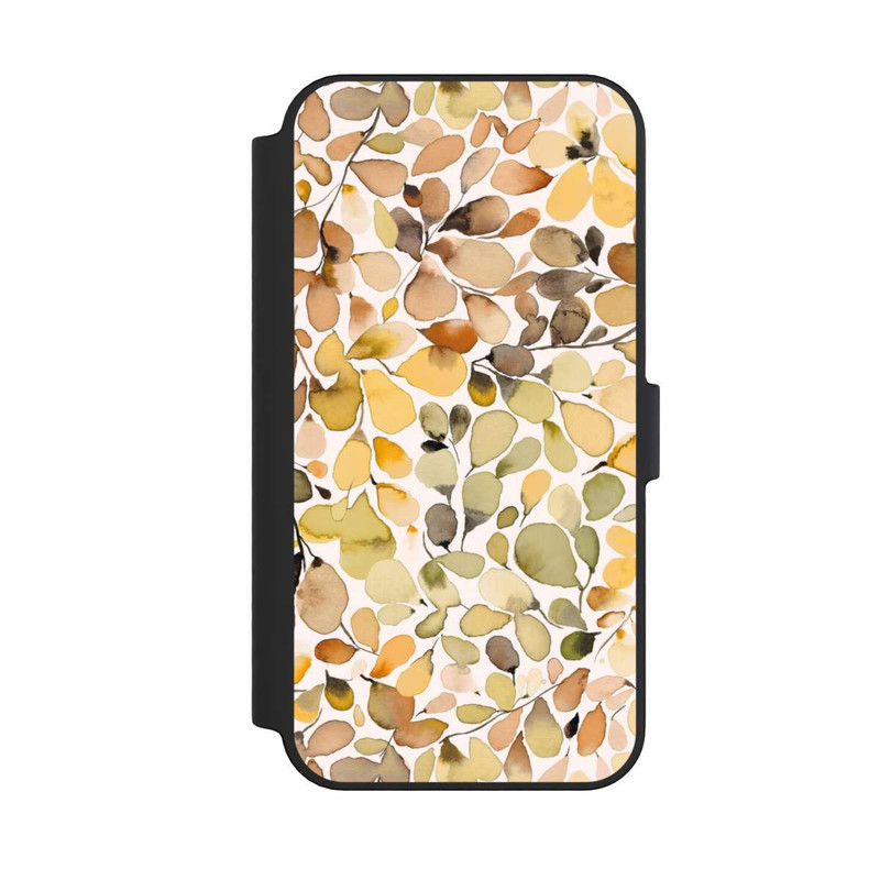 iPhone 14 Pro Max NIVOflip Eukalyptus Aquarellblätter Braun Herbst