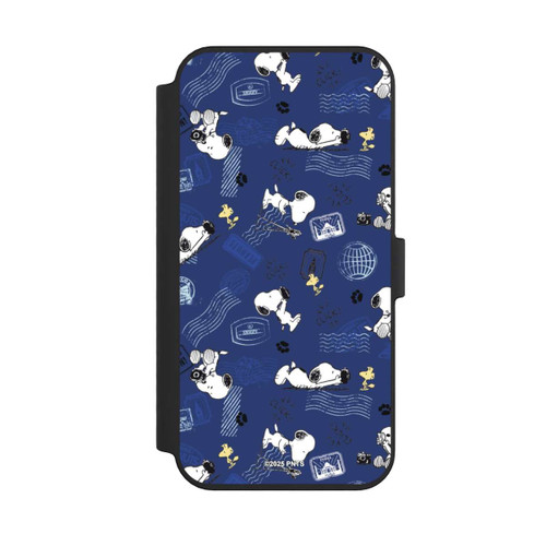 Apple iPhone 14 Pro Max NIVOflip Peanuts Travel Stamps Pattern Blue