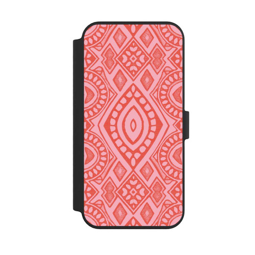 Apple iPhone 14 Pro Max NIVOflip Boho Geometric Intricate Tribal Design in Shades of Pink