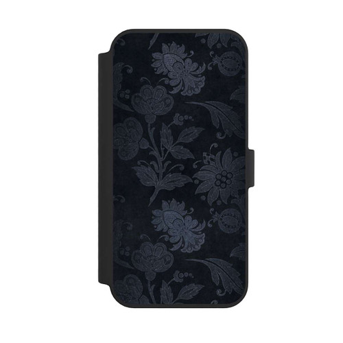 Apple iPhone 14 Pro Max NIVOflip  Silberne Blumen auf Samt