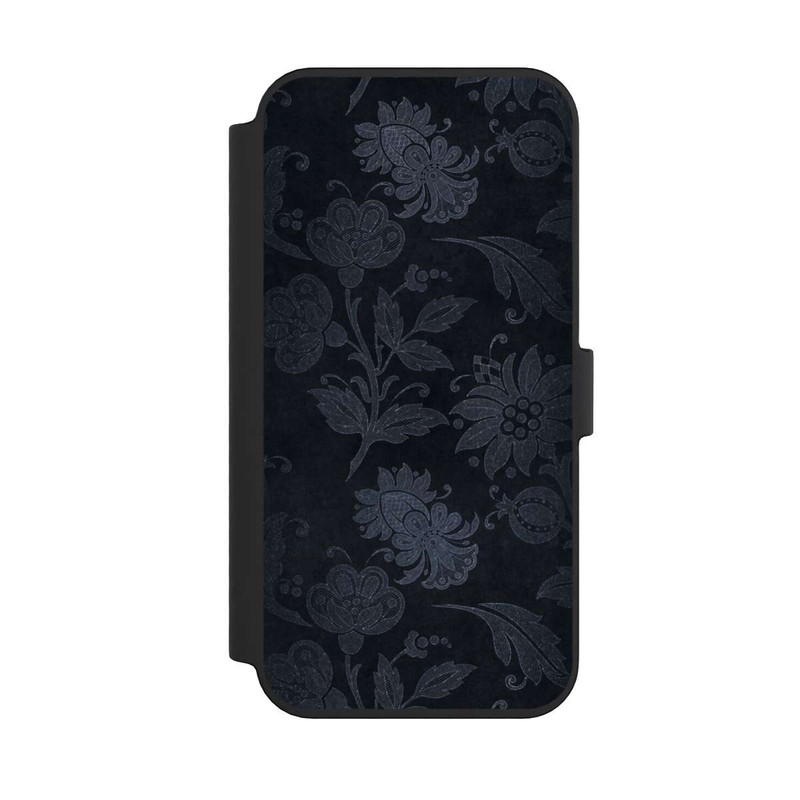 iPhone 14 Pro Max NIVOflip  Silberne Blumen auf Samt