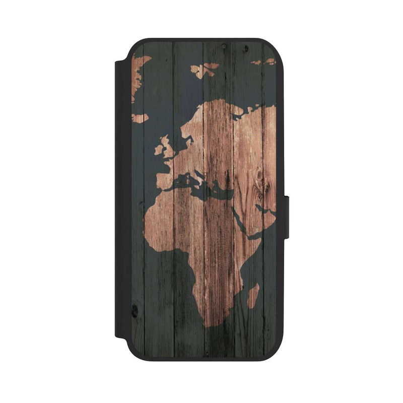 Galaxy A14 5G NIVOflip Carte du Monde Effet bois