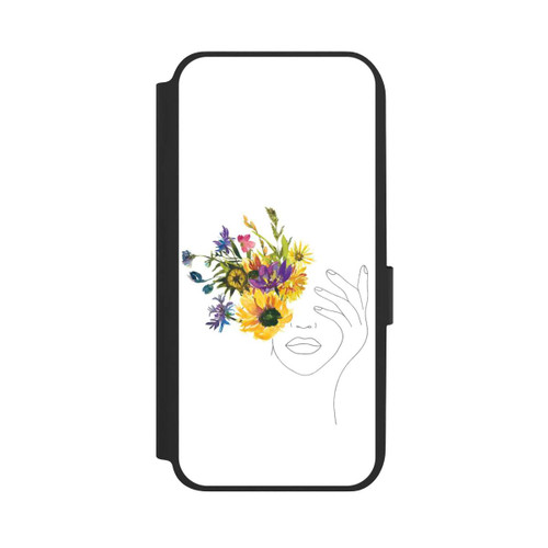 Samsung Galaxy A14 5G NIVOflip Line Art Frau Sonnenblumen