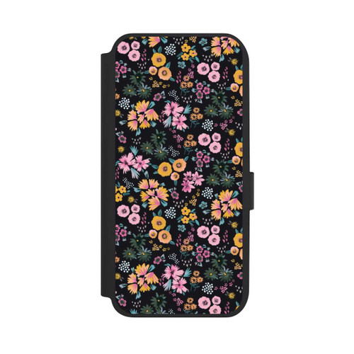 Samsung Galaxy A14 5G NIVOflip Kleine bunte Blumen Schwarz 2