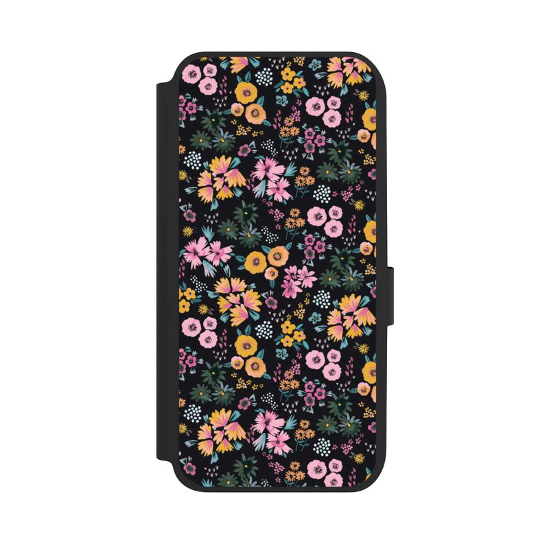 Galaxy A14 5G NIVOflip Kleine bunte Blumen Schwarz 2