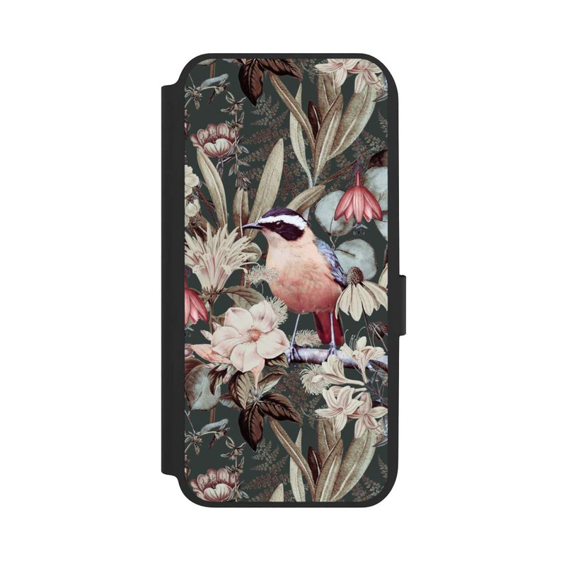 Galaxy A14 5G NIVOflip Orange Bird in Vintage Flower Pattern