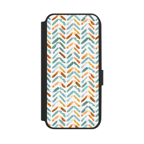 Samsung Galaxy A14 5G NIVOflip Elegantes Herbstchevron Blau Orange