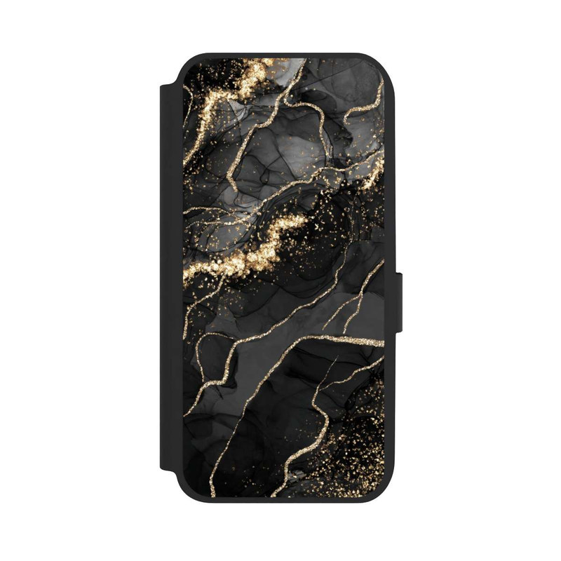 Galaxy A14 5G NIVOflip Dunkler Marmor Wirbel Goldoptik