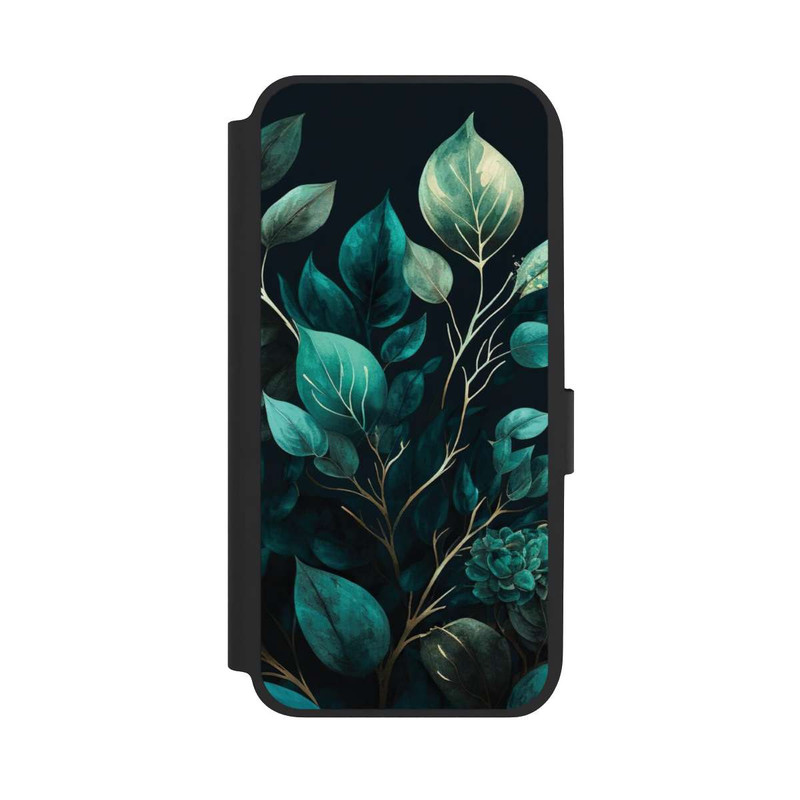 Galaxy A14 5G NIVOflip Green Eucalyptus Leaves against a Dark Background with AI