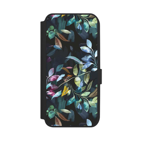 Samsung Galaxy A14 5G NIVOflip Mystische Aquarellblätter schwarz