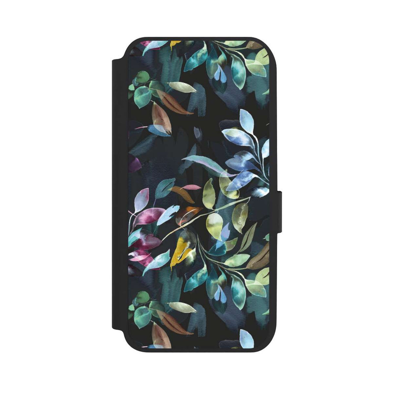 Galaxy A14 5G NIVOflip Mystische Aquarellblätter schwarz