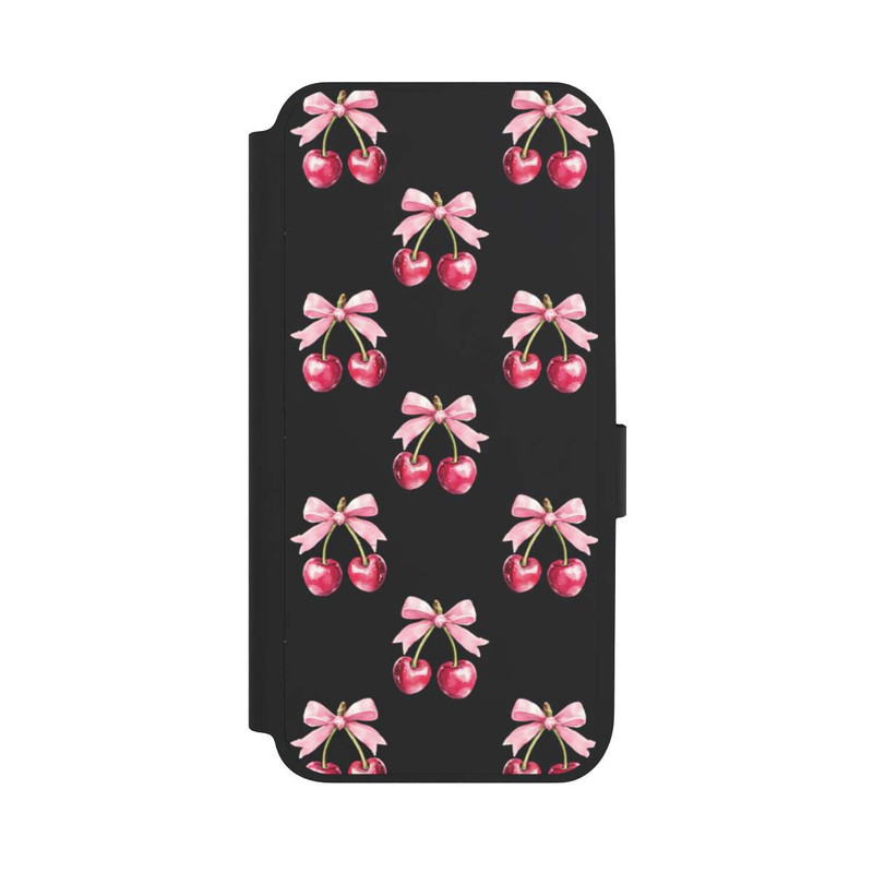 Galaxy A14 5G NIVOflip Motif Nœud Cerise transparent avec IA