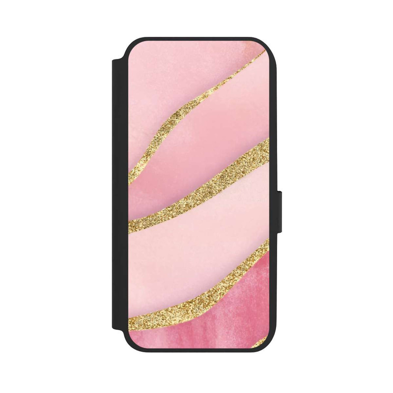 Galaxy A14 5G NIVOflip Pink Marble Goldprint Stripes