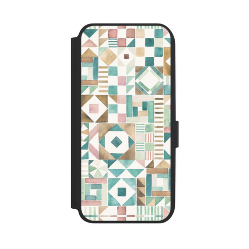 Samsung Galaxy A14 5G NIVOflip Geometric Blocks Retro Vintage Patchwork Green
