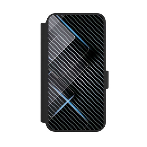 Samsung Galaxy S23 NIVOflip Blaue Linien auf Karbon