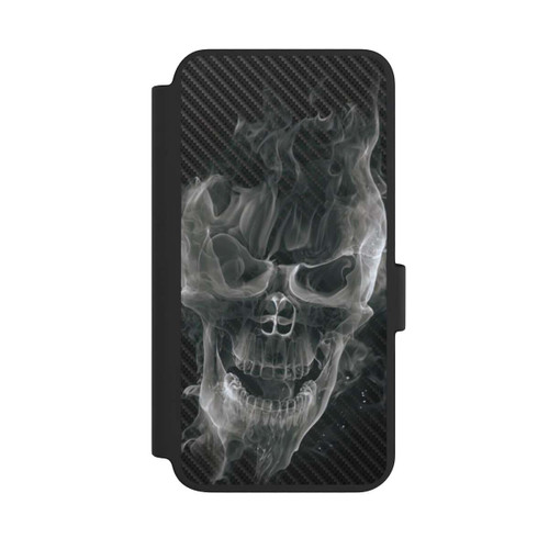 Samsung Galaxy S23 NIVOflip rauchender Totenkopf Carbon