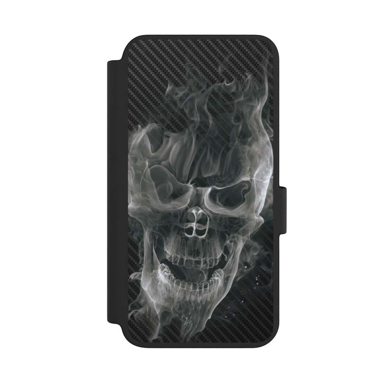 Galaxy S23 NIVOflip rauchender Totenkopf Carbon