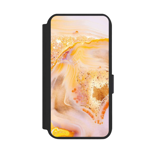 Samsung Galaxy S23 NIVOflip Orangefarbener Glitzer Marmorlook