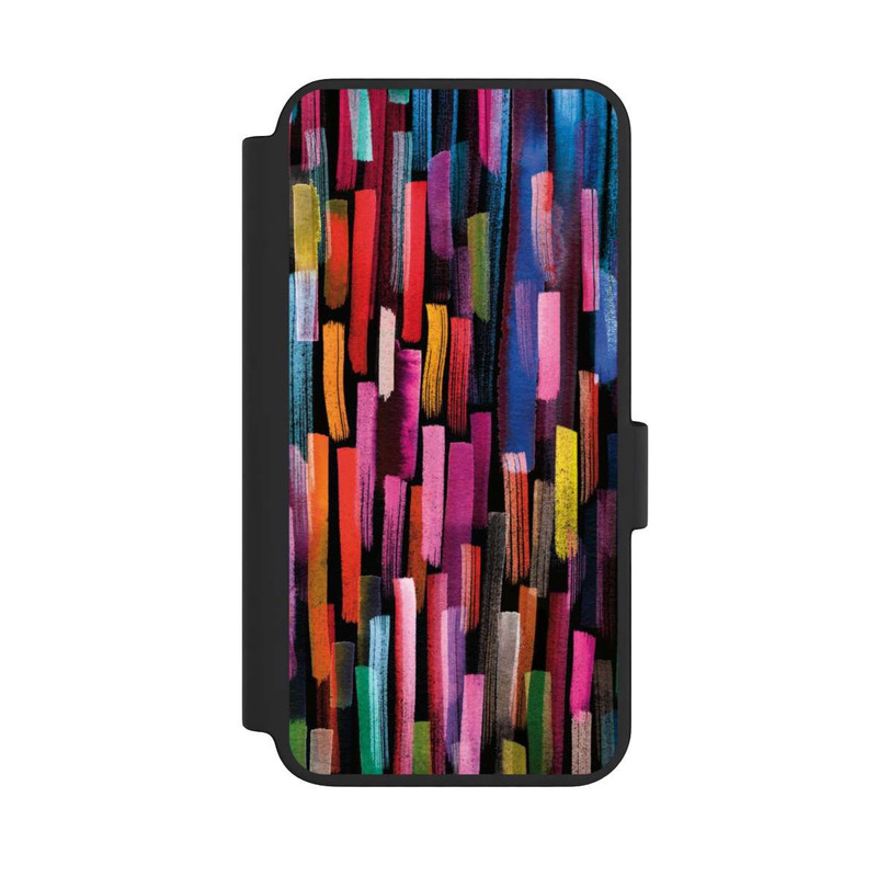 Galaxy S23 NIVOflip Bunte Pinselstriche schwarz