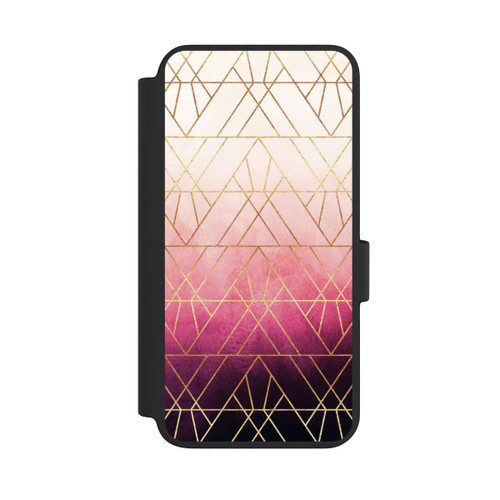 Samsung Galaxy S23 NIVOflip Triangles ombrés roses imprimé doré