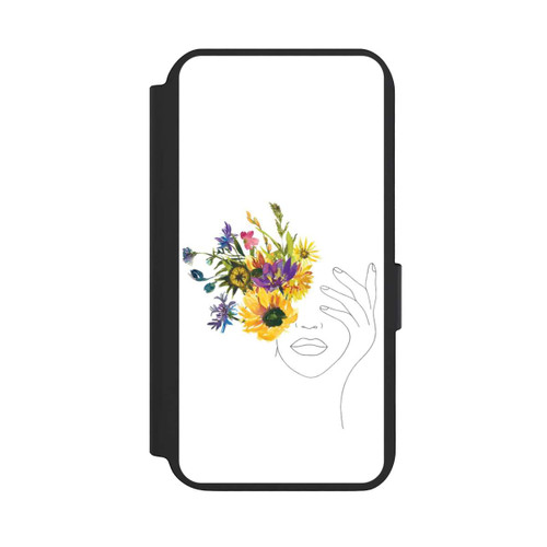 Samsung Galaxy S23 NIVOflip Line Art Frau Sonnenblumen