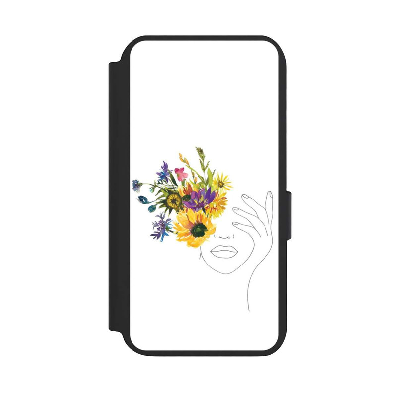 Galaxy S23 NIVOflip Line Art Frau Sonnenblumen