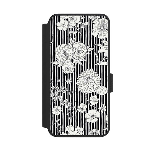 Samsung Galaxy S23 NIVOflip Fleurs et rayures noir et blanc