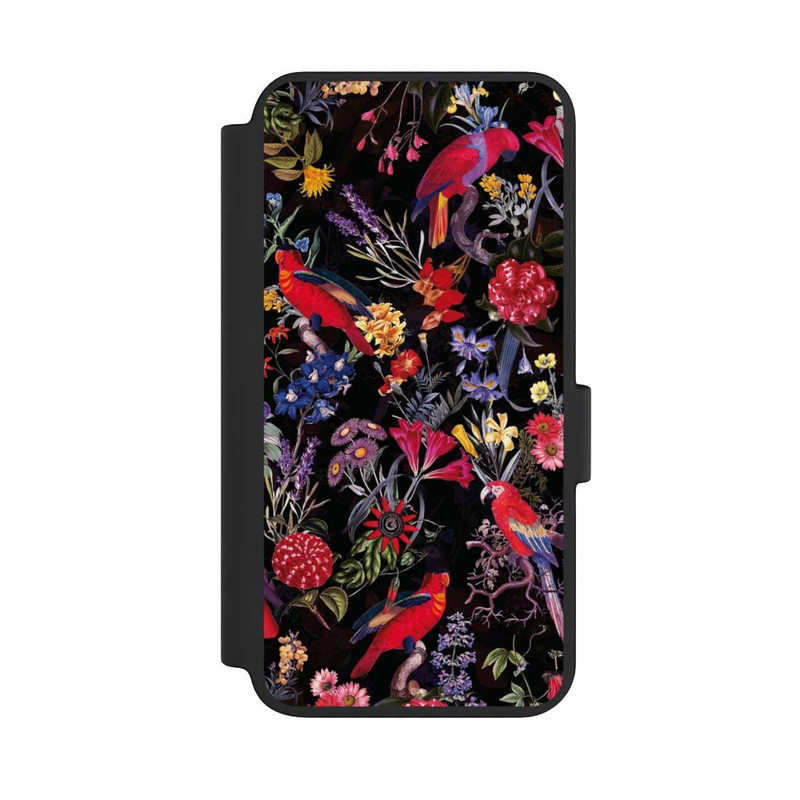 Galaxy S23 NIVOflip Fleurs sombres et perroquets