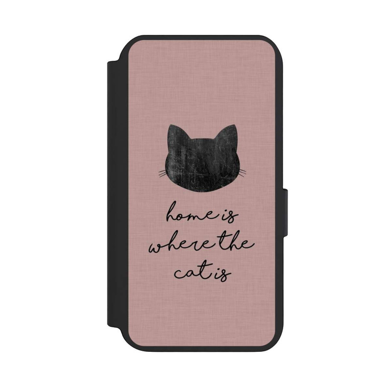 Galaxy S23 NIVOflip Home Is Where The Cat Is - Schwarz auf Rosa