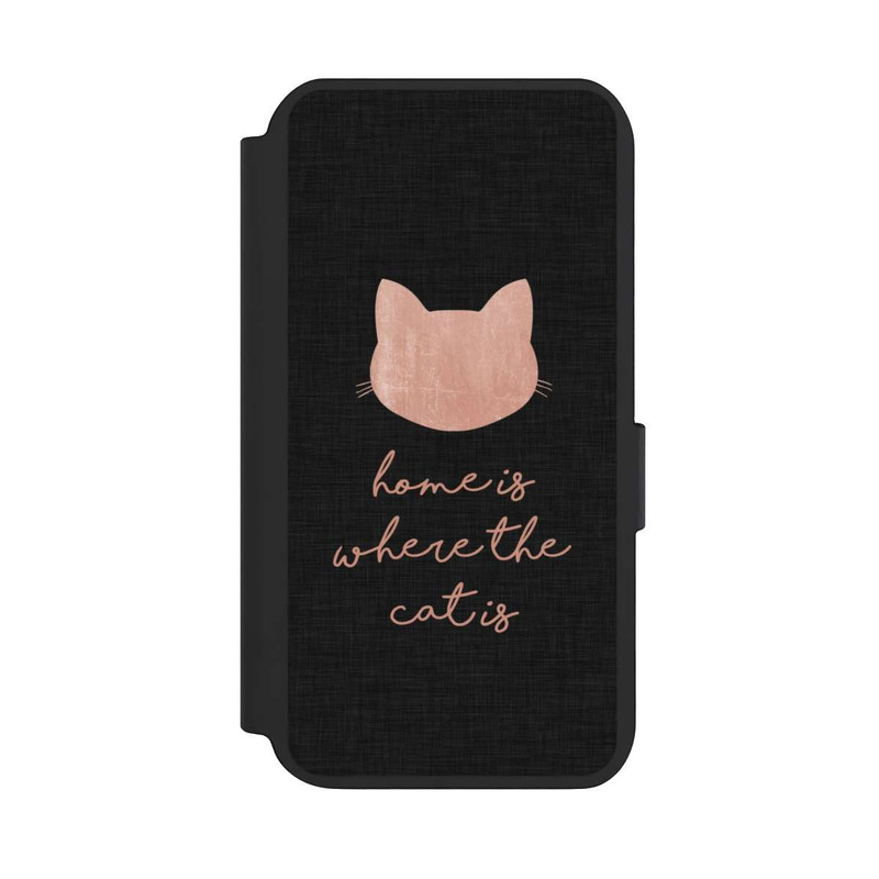 Galaxy S23 NIVOflip Home Is Where The Cat Is - Rosa auf Schwarz 