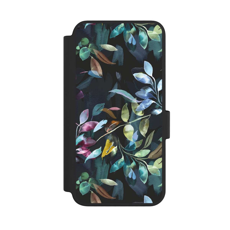 Galaxy S23 NIVOflip Aquarelle Feuilles Mystiques Noir