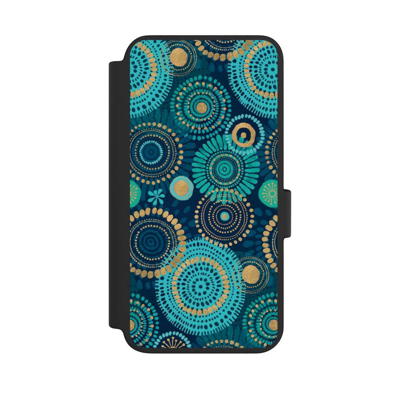Galaxy S23 NIVOflip Blockprint India Teal Gold