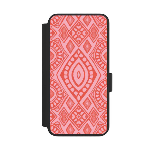 Samsung Galaxy S23 NIVOflip Boho Geometric Intricate Tribal Design in Shades of Pink