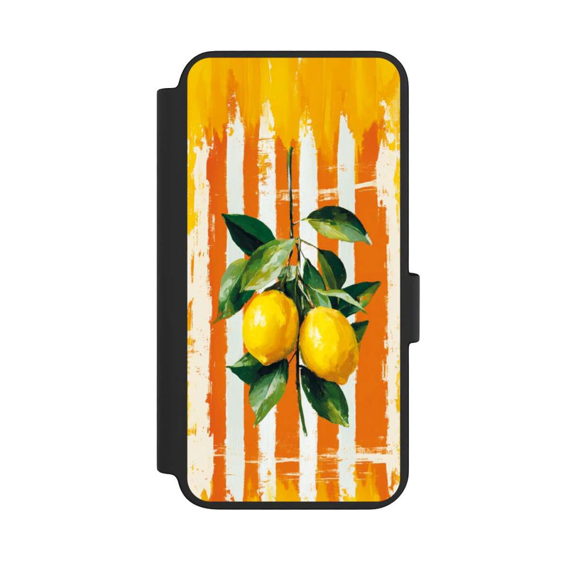 Galaxy S23 NIVOflip Zitronen auf gestreiftem Hintergrund Sommer mit KI