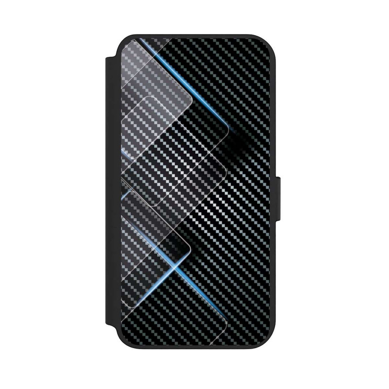 Galaxy S23 + NIVOflip Blaue Linien auf Karbon