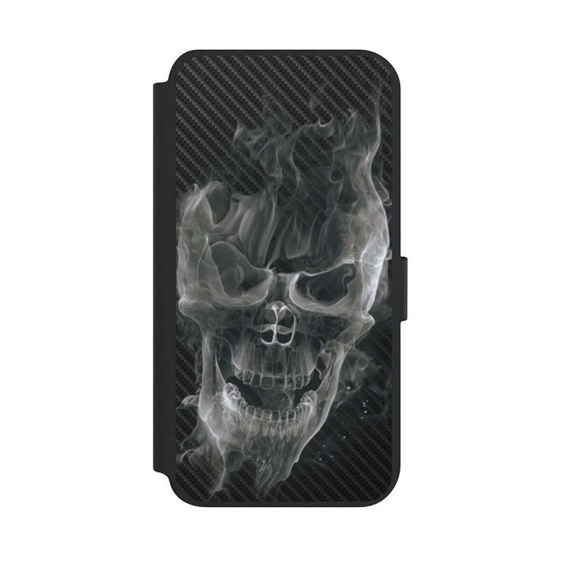 Galaxy S23 + NIVOflip rauchender Totenkopf Carbon