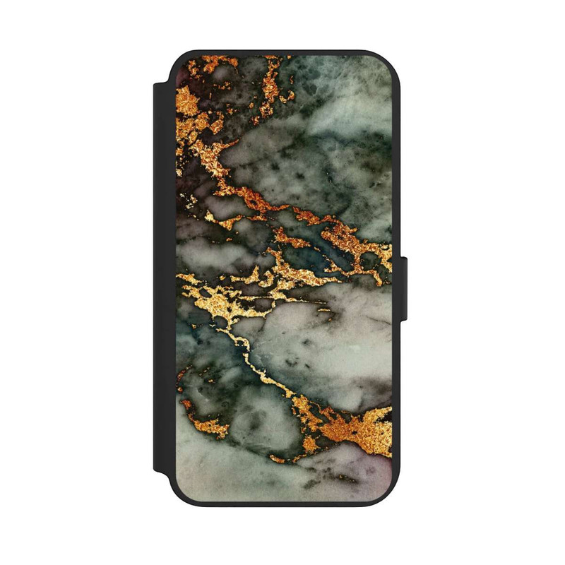 Galaxy S23 + NIVOflip Grauer und goldener Marmor Look