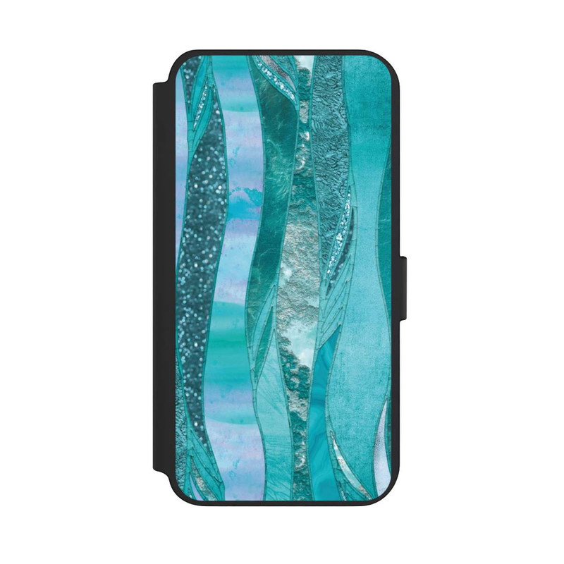 Galaxy S23 + NIVOflip glamouröser Glitzerlook blau