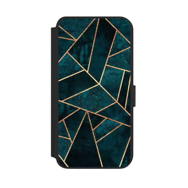 Galaxy S23 + NIVOflip Tief Blaugrün Stein Gold Druck