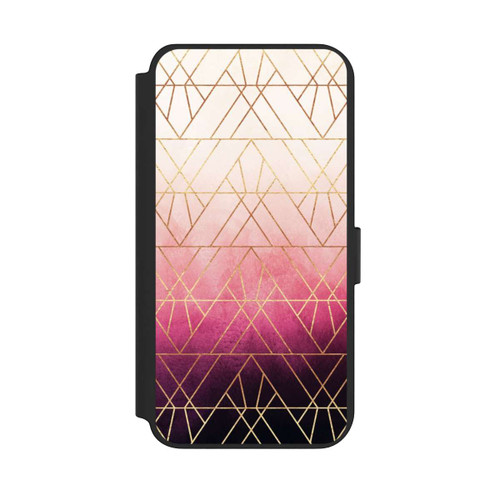 Samsung Galaxy S23+ NIVOflip Triangles ombrés roses imprimé doré