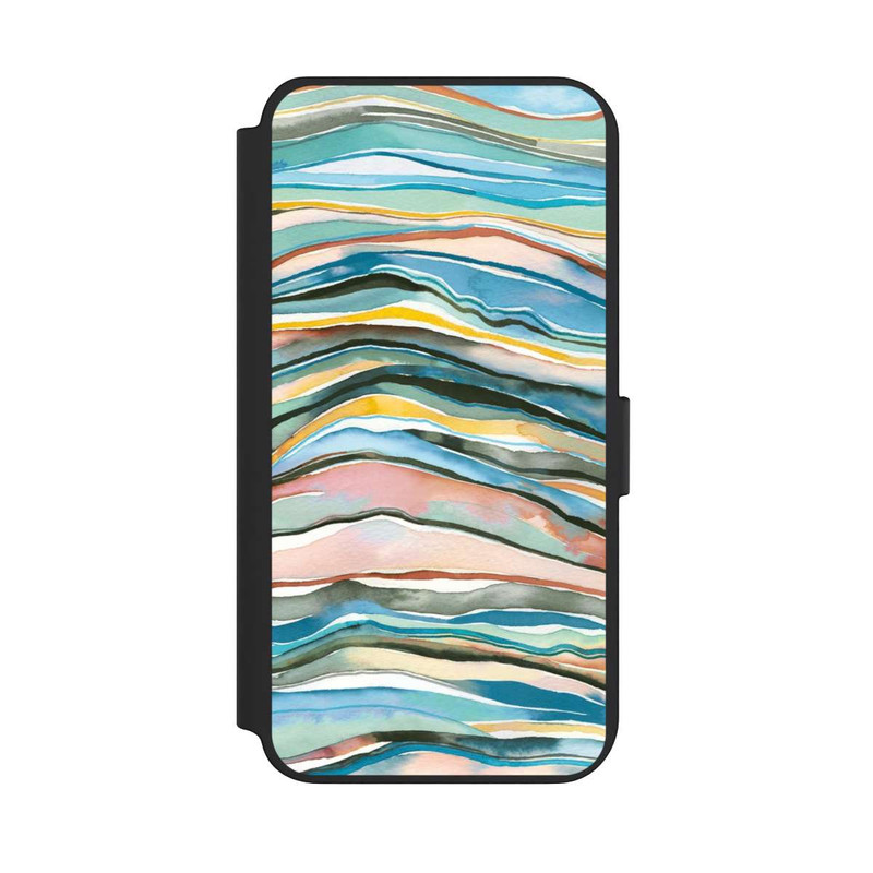 Galaxy S23 + NIVOflip Couches d'agate aquarelle bleues