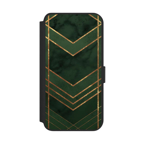 Samsung Galaxy S23+ NIVOflip Dunkelgrün gemustert Goldene Streifen