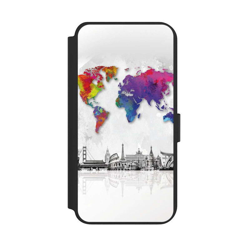 Galaxy S23 + NIVOflip Weltkarte mit Skyline